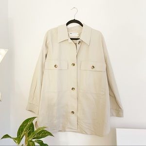 ASOS (NWOT) Shacket w/ pockets in Stone